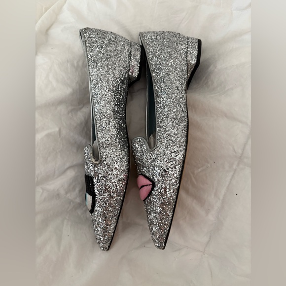Chiara Ferragni Glitter Loafers with Eye and Lip Design - Picture 4 of 9